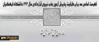 فهرست اسامی سه برابر ظرفیت پذیرش آزمون جذب نیروی قراردادی سال 1393 دانشگاه فرهنگیان