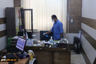ضد عفونی کردن فضای اداری و آموزشی در پردیس حضرت رسول اکرم(ص) خوزستان