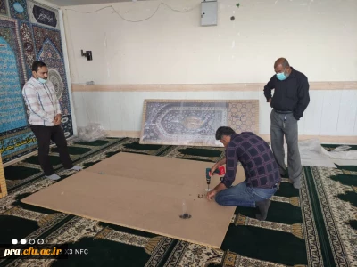 نصب محراب در نمازخانه پردیس حضرت رسول اکرم(ص) خوزستان