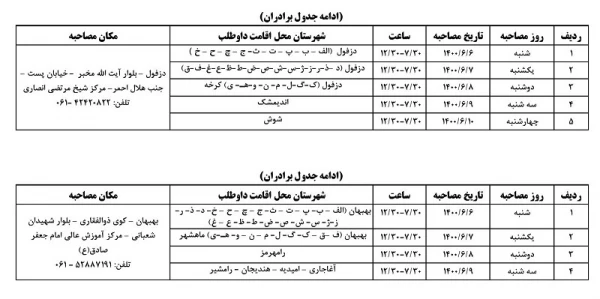  جدول زمان بندی2